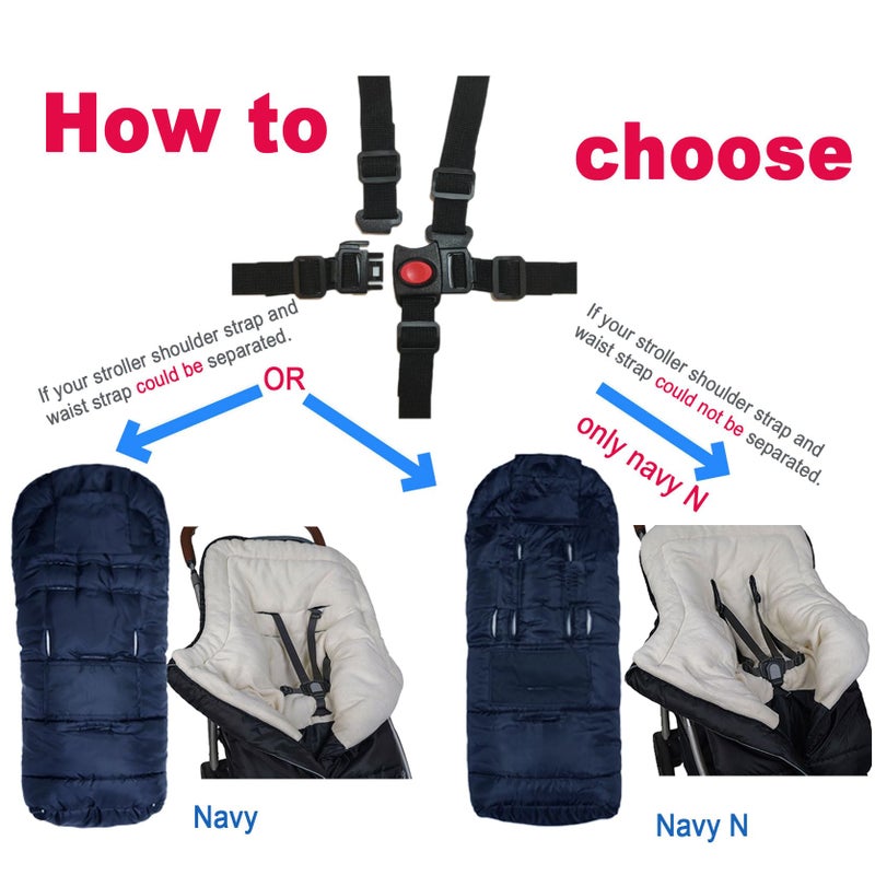Yobee Universal Cozy Fleece Stroller Footmuff, Winter Outdoor Tour Waterproof Baby Sleeping Bag, Anti-Slip, Adaptable for Almost Stroller, Pram, Navy - Image 3